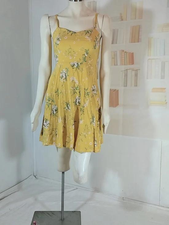 Old Navy Yellow Floral Spaghetti Strap Mini Dress - Picture 1 of 4